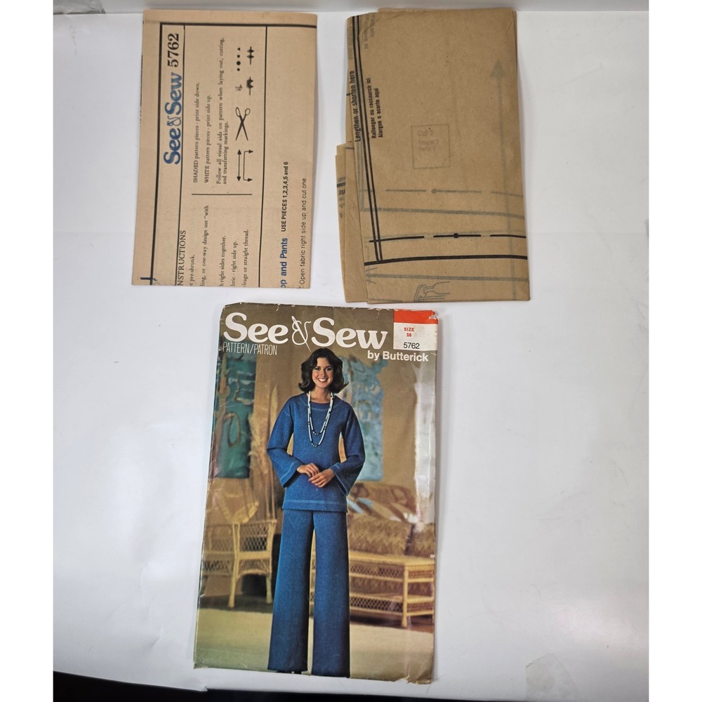 Vtg 1979 See & Sew 5762 Butterick Pattern Misses Tunic Top Pants Size 10 Uncut